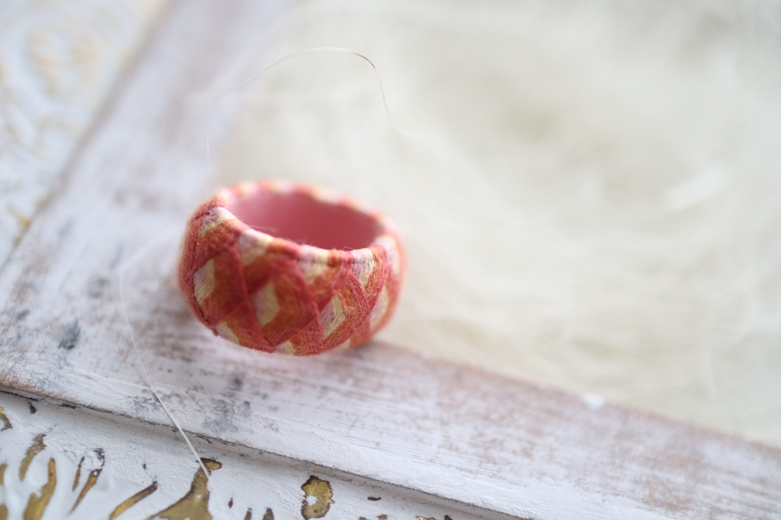 「かさや儀平」さんの組紐キットの糸で加賀指ぬき